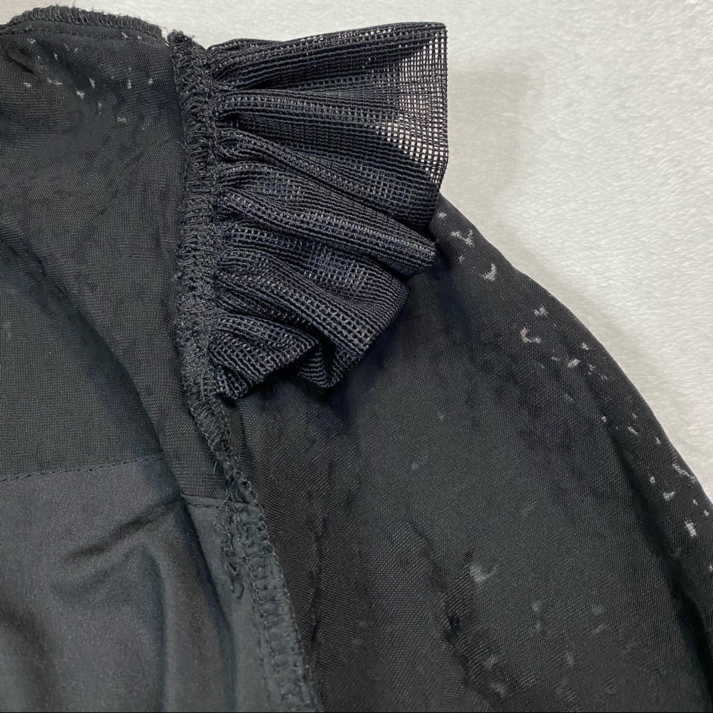 NWOT Aqua Flocked Floral Tiered Dress w/ ruffled neckline 
Size S - Picture 15 of 16